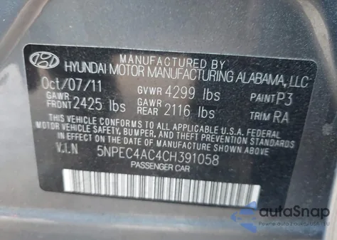 2012 Hyundai Sonata Limited from USA, damaged, VIN 5NPEC4AC4CH391058